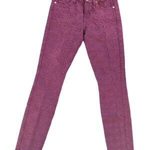 7 For All Mankind Women's Burgundy Brocade Skinny Jeans Size 26